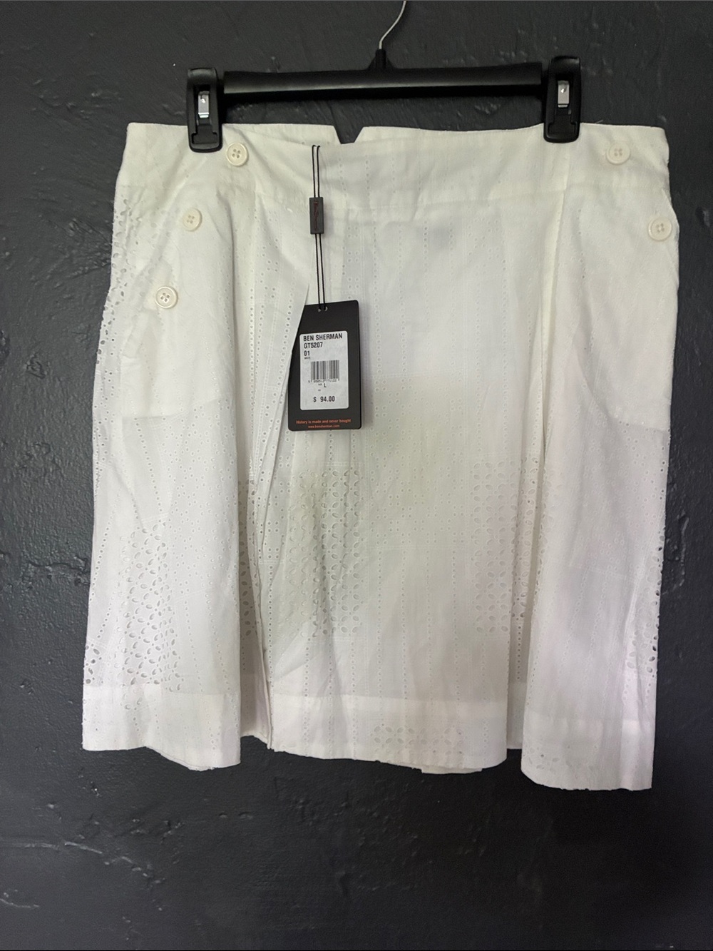 Ben Sherman White Eyelet A-Line Cotton Skirt